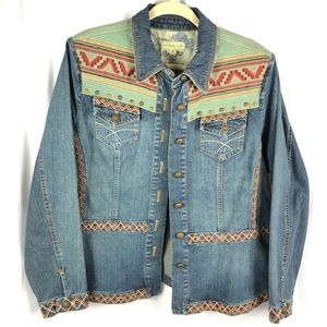 Coldwater Creek Embroidered Denim Jacket XL